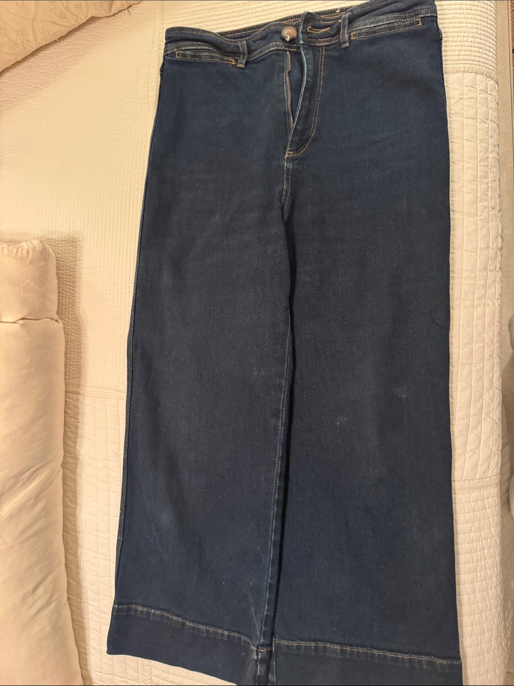 LOFT dark indigo wide leg jeans